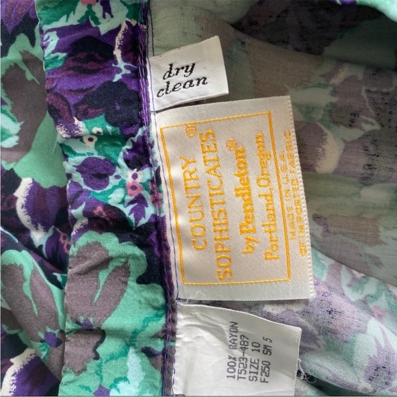 vtg country sophisticates pendleton womens floral pleated midi skirt pansies 10 - Picture 2 of 2